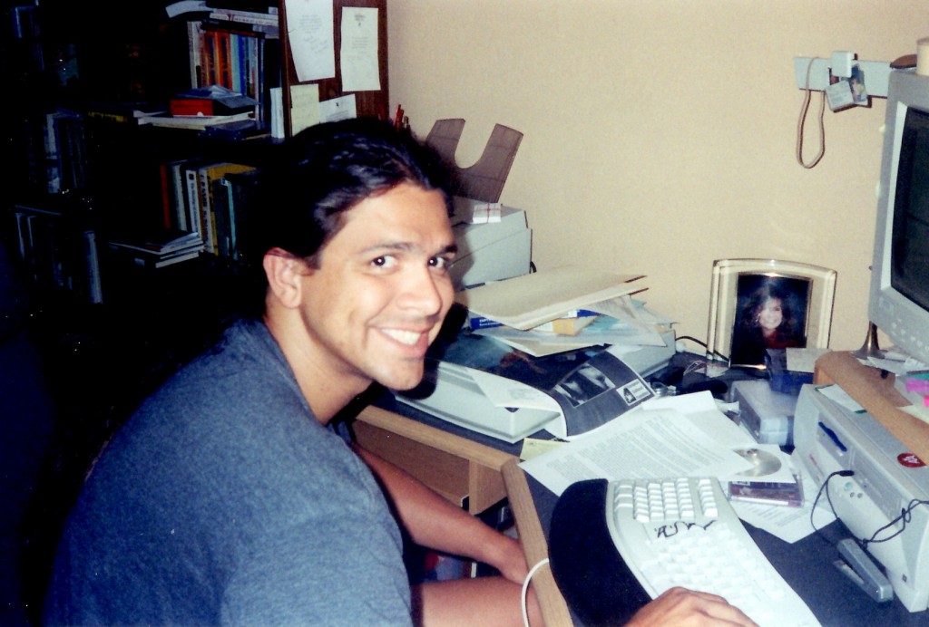 pretty sure this is me writing ATBS in 2002, in the Spring, when my office was also the bedroom. Or, when there was a bed in my office.